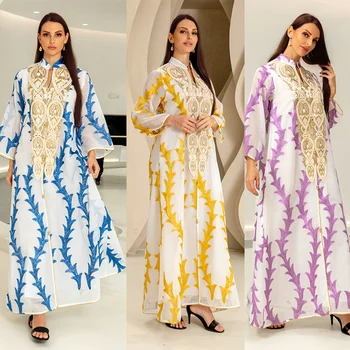 2023 Artimųjų Rytų Musulmonų Apdaras Kostiumas Puošnus, Pokylių Suknelė Abaja Femme Dvigubos Siūlės Siuvinėjimo Türkiye Prarasti Suknelė