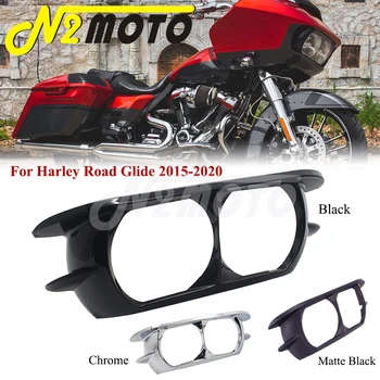 Dvigubas priekinis Žibintas Apdaila Padengti Motociklo priekinis žibintas Lauktuvės Bezel Žiedas Harley Turistinis Road Glide Ultra FLTRU FLTRX FLTRXS 2015-20