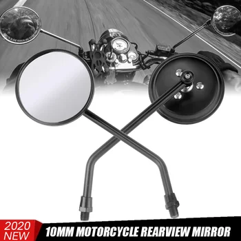 10mm Motociklo Turas galinio vaizdo Šoniniai Veidrodėliai Universal Retro Modifikuotų Motociklą išoriniai Honda Suzuki Cafe Racer