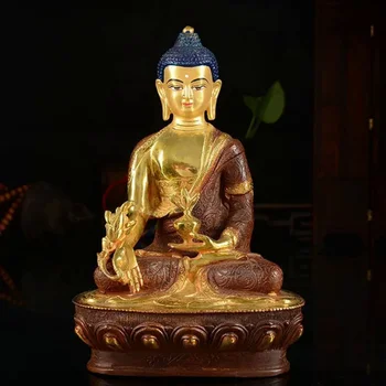 Specialus Pasiūlymas budos statula # 7 colių # Tibeto Budizmas Medicinos Guru Budos Auksu žalvario statula # HOME Talismanas