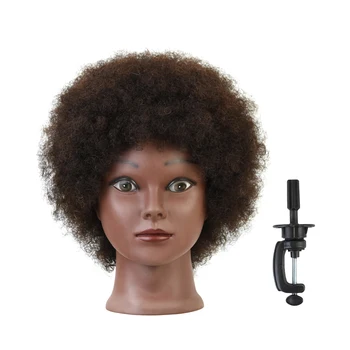 1 Set Afro Manekeno Galva Praktikos Plaukų Stilių, Plaukų Odininkas 100% Žmogaus Plaukų Lėlės Galvą už Plaukų Stilius