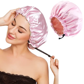 Naujas Moterų Kietas Grįžtamasis Satino Variklio Dangtis, Garbanotais Plaukais Bžūp Dvigubo Sluoksnio Reguliuojamas Miego Bžūp Elastingas Plaukų Cap Plaukų Priežiūra Naktį Skrybėlę