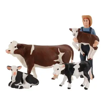 Karvė Ūkio Gyvūnų Duomenys 4pcs/nustatyti Realius Išsamios Blauzdos Sumos Švietimo, Ūkio Gyvūnams Žaislas Realus Holšteino Karvė Sodas