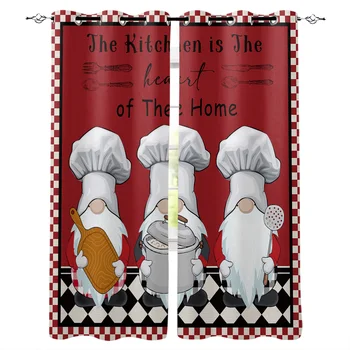 Virėja Gnome Virtuvės Spausdinti Užuolaidos, Virtuvės, Miegamojo Lango Gydymo Užuolaidas Kambarį Namų Dekoro Portjeras