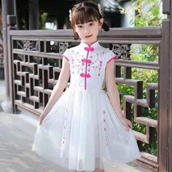 Mados Mergaičių Hanfu Suknelė Vaikai Tangsuit Vaikų Cheongsam Kasdien Dėvėti Akių Pasakos, Mergaitė Kostiumas