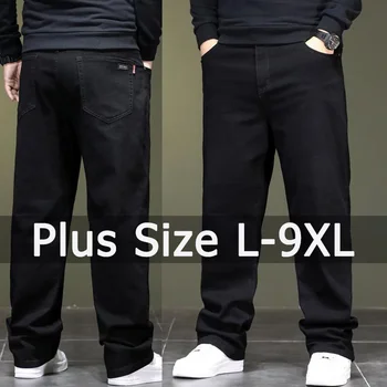 Vyras Black Jeans Didelis Dydis Džinsinio Audinio Kelnės Riebalų Žmonių, 45-150 kg. Hombre Pločio Kojų Džinsus Pantalon Homme