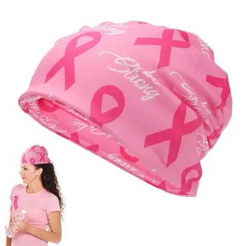 Krūties Vėžys Skrybėlės Vėžio Kepurės Prarasti Beanie Kepurė Su Elastinga Juosta Ir Rožinės Juostelės Modelio Atsitiktinis Minkštas Kvėpuojantis Kepurės Moterims