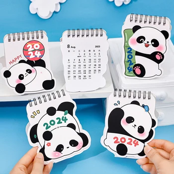 Mini Panda Stalinis Kalendorius 2024 Animacinių Filmų Darbalaukio Stalo Kalendorius Apdailos Studentų Stalo Reikmenys Studentų Raštinės Reikmenys