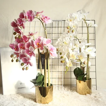 Didelis Orchidėja Nekilnojamojo Touch latekso dirbtinės gėlės flores artificiales baltos orchidėjos, namų dekoro butas dekoravimo