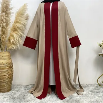 Artimųjų Rytų Mados Paprastų Moterų Kratinys Prarasti Nėriniai-up Cardigan Skraiste Musulmonų Suknelė Moterims Abaja Elegantiškas Paprasta Kratinys Suknelė