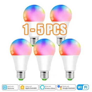 1-5VNT Homekit WIFI Smart Lemputė E27 RGBCW Pritemdomi Lemputė 12W LED Lempos App/Balso/Laikmačio Valdymo Per 