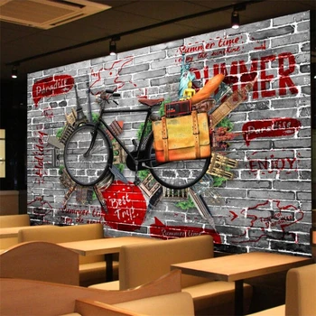 Individualizuotos fono paveikslėlį 3d freskos nostalgišką retro dviračiu baras KTV fono sienos kambarį kavinė apdailos dažymo papel de parede обои