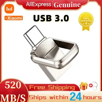 Už Xiaomi USB Flash Drive 2TB USB3 1tb talpos.0 Pen Ratai 512 GB 256 GB USB Atminties, 128GB U Klijuoti Vandeniui Flash Disko Nešiojamieji kompiuteriai PC TV