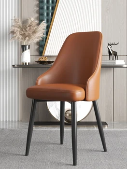 Namų ūkio Nordic light luxury valgomojo kėdės, modernaus paprasta atlošas kėdės, odos, akių raudona nagų išmatos