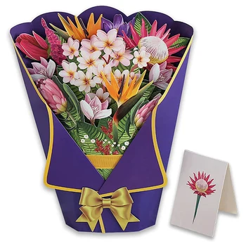 Gėlių Puokštė -Up Korteles 3D Popieriaus Gėlių Puokštė Su Pastaba Kortelę Ir Voką Valentino Dienos atvirukas