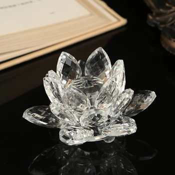 80mm Crystal Lotus Flower Amatų Stiklo Fengshui Papuošalai Figūrėlės Namų Vestuves Dekoro Dovanos Ornamentu