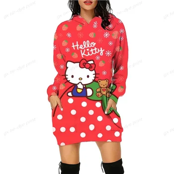 Naujas Anime Ir Animacinių Filmų Hello Kitty Funny Pavasario Hoodies Moterų Mielas Anime Grafikos Streetwear Palaidinukė Derliaus Slim Fit Moterų Hoody