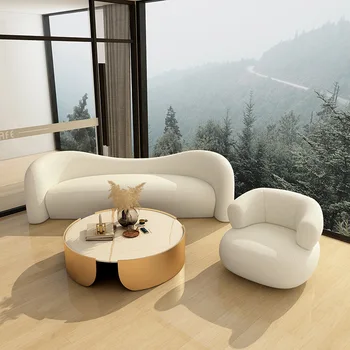 Sofa-mažas butas lenktas audinys sofa kambarį šiuolaikinės paprastas šviesos prabangių dizainerio meilė sofa