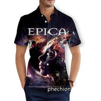 phechion Mens trumpomis Rankovėmis Beach Marškinėliai Epica 3D Spausdinimo Atsitiktinis Marškinėliai Mados Streetwear Vyrų Viršūnes X235