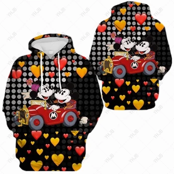 Mickey ir Minnie 3D Spausdinimo Disney Mickey Mouse Animacija Hoodie Rudenį Atsitiktinis Vyrų Megztinis Plonas Moterų Hoodie