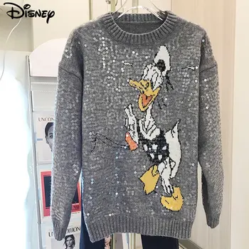 Disney Nauja Atvykimo Mados Atsitiktinis Ančiukas Donaldas Megztinis Žiemą Sunkiosios Pramonės Dizaino Prasme Nagų Granulių Klaidingą Moheros Pliušinis Megztinis