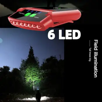 LED Intelligent Jutiklis Šviesos Įrašą Dangtelis priekinio Žibinto 180° Pasukti priekinis žibintas Lauko Žvejybos Lempa USB Jutiklis Kempingas priekinis žibintas