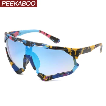 Peekaboo vienas gabalas negabaritinių akiniai nuo saulės vyrams vairuotojo veidrodis lauko mados saulės akiniai derliaus moterų vėjo uv400