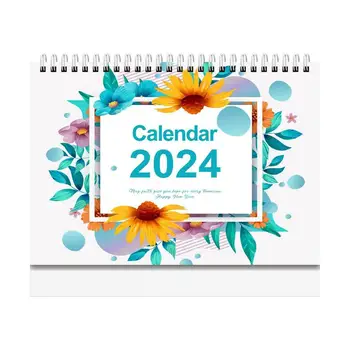 2024 M. Anglų Vertikali Stalo Kalendorių 18 Mėnesių 365 Dienas Atgalinės Atskaitos Mėnesio Planavimo Kalendorius, Užrašinė Office 