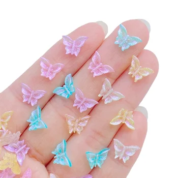 100vnt Skaidrus Mini Pearl Pink Butterfly Nagų Cirkonio Brangakmenių Blizgučiai Nagų Dailės Papuošalai, Manikiūras, Nagų Dekoravimo Reikmenys
