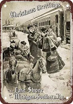 1898 Ls&Ms Geležinkelio Kalėdų Sveikinimai Retro Gatvės Ženklas Buitinių Metalo Skardos Ženklas, Baras, Kavinė, Automobilių, Motociklų Garažas Decoratio