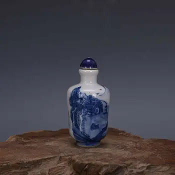 Kinijos Mėlynos ir Baltos spalvos Porceliano Čing Kraštovaizdžio Dizainas Uosti Butelis 2.87 colių