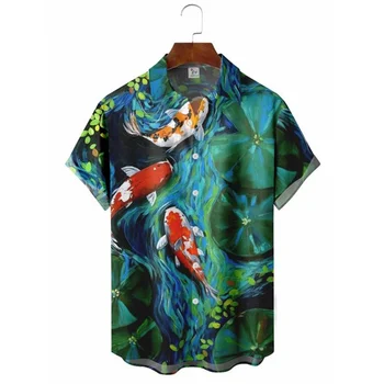 Jūros Gyvūnų, Grafinis Marškinėliai Vyrams Drabužius 3D Spausdinimo Havajų Paplūdimys Marškinėliai trumpomis Rankovėmis y2k Viršūnes Vintage Drabužių Atvartas Palaidinė