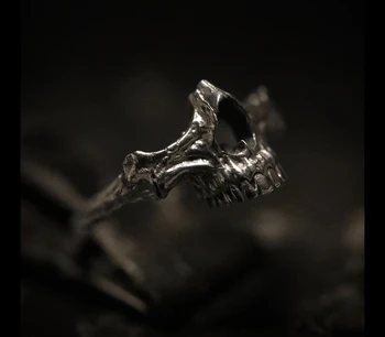Gotikinio Stiliaus Mens Black Skull Ring 316L Nerūdijančio Plieno Žiedas Skeletas Žiedai Vyrams Punk Dviratininkas Šaliai, Papuošalai, Dovanos OSR753