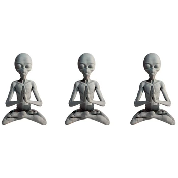 3X Raganavimas Meditacija Svetimų Statula Mini Dervos Ornamentu Svetimų Sodo Namų Biuro Kieme Meno Dekoro vidaus Lauko