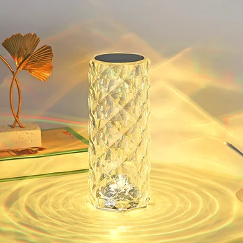 LED Kristalų Stalo Lempa Rose Šviesos Projektorius 3/16 Spalvų Touch Reguliuojamas Miegamojo Puošimas Atmosfera Šviesos Dovana Vaikams Pora