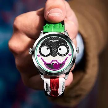 Mados Įdomus Gatvės Joker Kvarco Žiūrėti Tendencija Originali Odinis Dirželis, Vandeniui atsparus Laikrodis Vyrų Asmeninį Apdailos Laikrodis