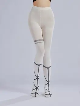 Sexy Diržas Spausdinti Pėdkelnės Nėrinių Nėrinių Netikrą Tatuiruotę Modelio Dugno Kojinės Lori Kojinės Cos Kojinės
