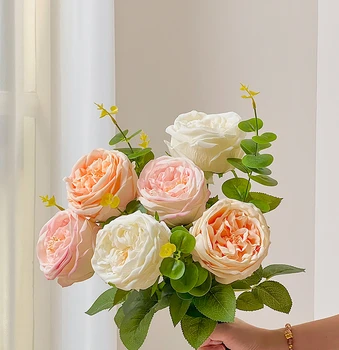 Drėkinamasis rožių dirbtinės gėlės, dirbtinių gėlių dekoracija darbastalio apdaila gėlių kompozicijų Šiaurės vasaros namai