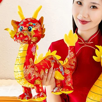 Kinų Naujieji Metai Dragon Dekoro Pliušinis Animacinių Filmų Dragon Žaislas Įdaryti Dragon Apdailos Naujųjų Metų Dovana Office Home Papuošalai