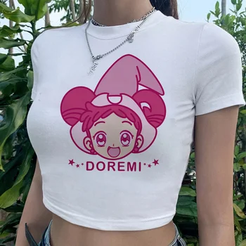 Ojamajo Doremi streetwear gotikos fairycore pasėlių viršų Moteris grafinis fairycore korėjos mados marškinėliai