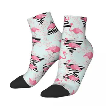 Kojinės Poliesteris Mažas Vamzdelis Rožinis Flamingas Zebra Trikampiai Ir Leopardas Spausdinti Kojinės Kvėpuojantis Atsitiktinis Trumpas Kojinių