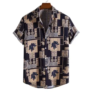 Havajų Marškinėliai marškinėliai Geometrijos Turndown