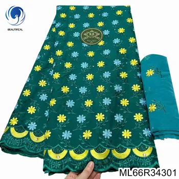 Didelis Progai suknelė 7 Metrų Mažas Daisy gėlių dizainas Medvilnės Nėriniai 2023 Aukštos Kokybės Nigerijos Šveicarijos vienspalviai voile Nėrinių Audinio ML66R343