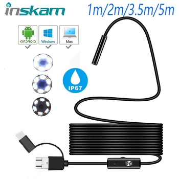 INSKAM 8MM objektyvas Kamera Endoskopą IP67 3in1 USB/Micro-USB/Tipas-C Endoskopą Kamera Borescope su 6 LED, skirta 